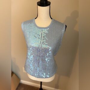 Karen Kane Shimmering Blue Sequin Tank Top